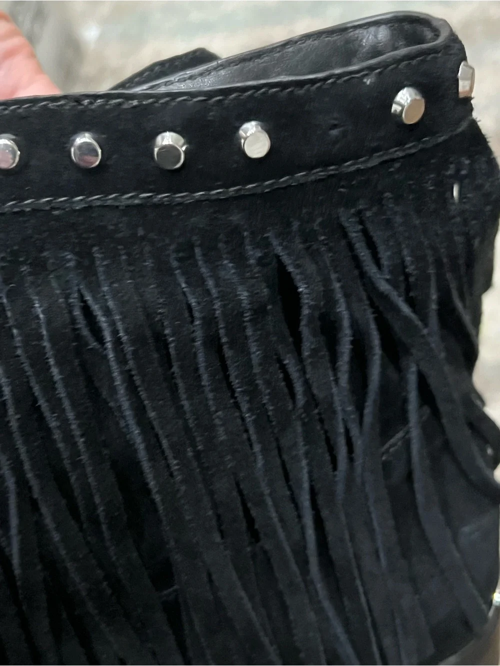Fringe Studded Ankle Boots - Black Michael kors 7 m